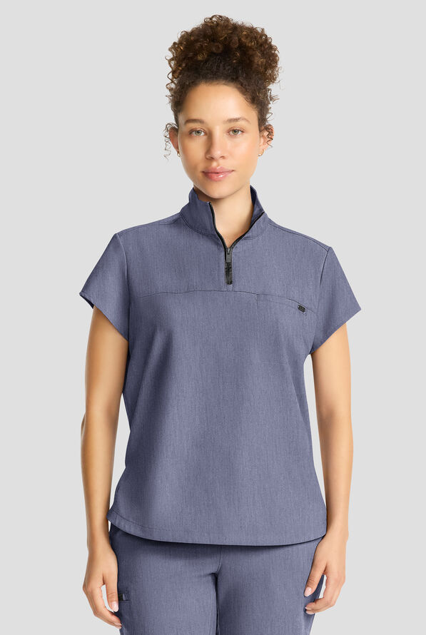 Blusa m&eacute;dica Healing Hands Quest STRETCH con cuello con cremallera y 1 bolsillo para mujer - Twilight Blue - 3