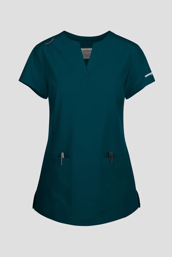 Blusa m&eacute;dica Skechers by Barco Coast STRETCH con tapeta en el cuello en V y 2 bolsillos para mujer