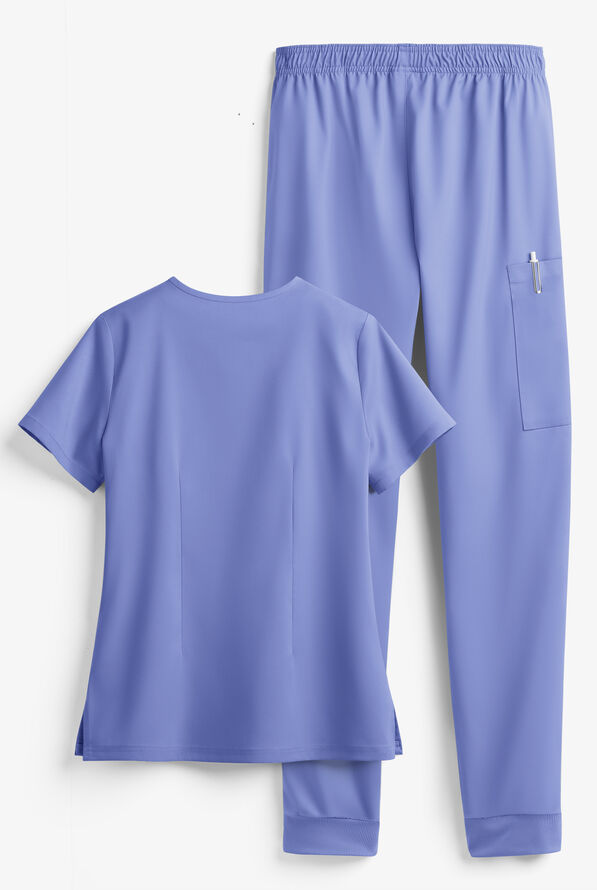 Tafford Active STRETCH Women's 5-Pocket Jogger Scrub Set - Ceil Blue - 2