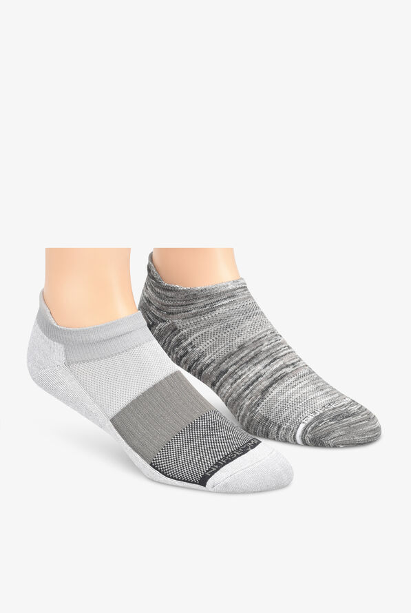 Nurse Mates Grey Space Dye /Grey Block Men's 2-Pair Multi-Pack Anklet Socks - null - 1
