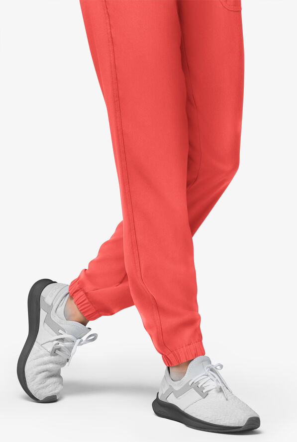 Mono m&eacute;dico Easy STRETCH Allie con mangas cortas y 6 bolsillos para mujer - Spiced Coral - 3