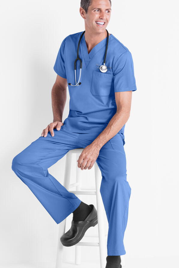 Best Buy Scrubs Next Generation Men's 7-Pocket Zip Front Cargo Pants - Ceil Blue - 3