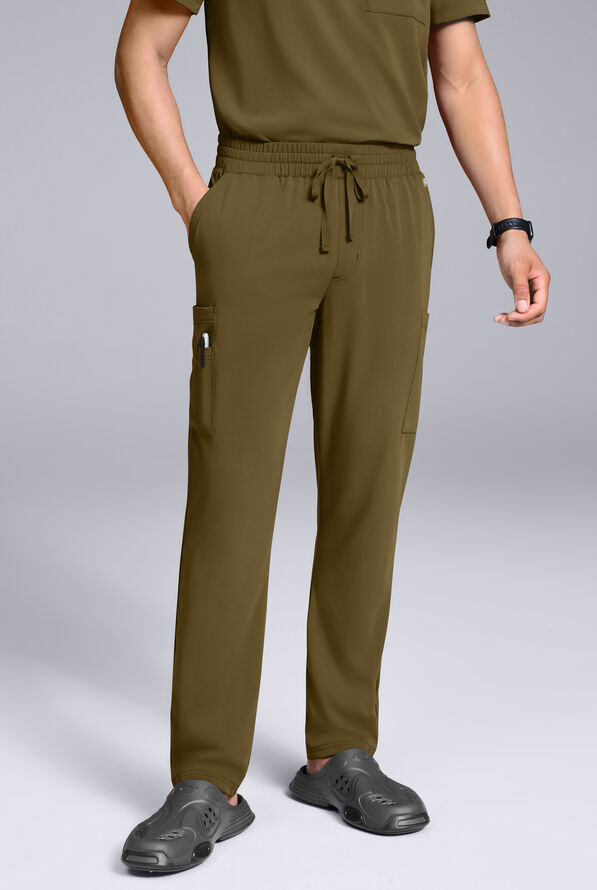 Hypothesis S-R Shift Ready Men's 8-Pocket Straight Leg Cargo Scrub Pant - Dark Moss - 1