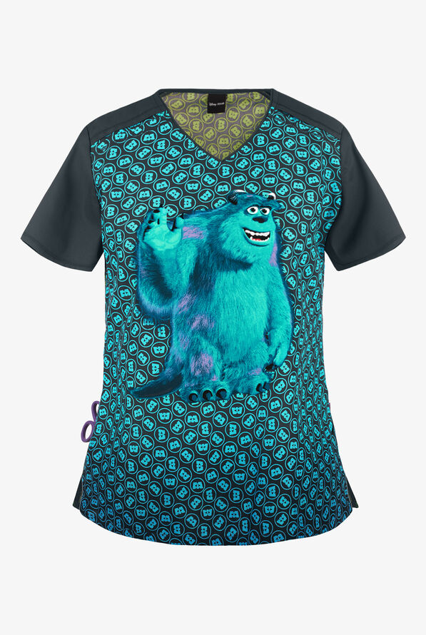 Cherokee Tooniforms Disney Monsters, Inc. Women's 2-Pocket V-Neck Print Scrub Top - null - 1
