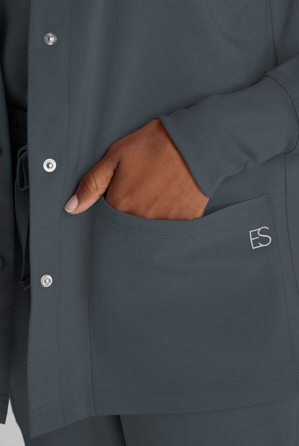 Chaqueta m&eacute;dica Easy STRETCH con botones a presi&oacute;n y 3 bolsillos para mujer - Pewter - 4