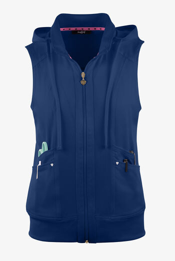 heartsoul Break On Through Women's 4-Pocket STRETCH With Removable Hoodie Scrub Vest