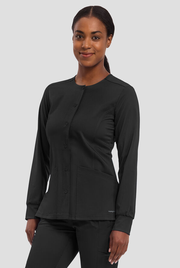 Healing Hands Purple Label Daisy Women's 4-Pocket STRETCH Scrub Jacket - Black - 2