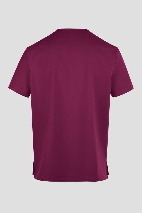 Cherokee Achieve Men's 1-Pocket STRETCH V-Neck Knit Scrub Top - Wine - 2