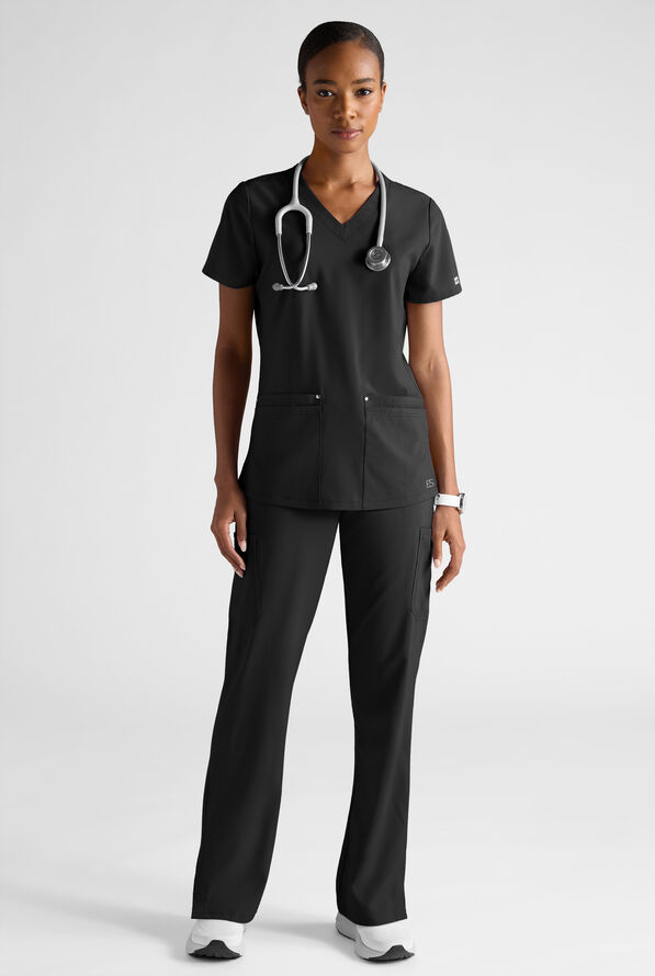 Easy STRETCH Women's 8-Pocket Scrub Set - Petite - Onyx Black - 2