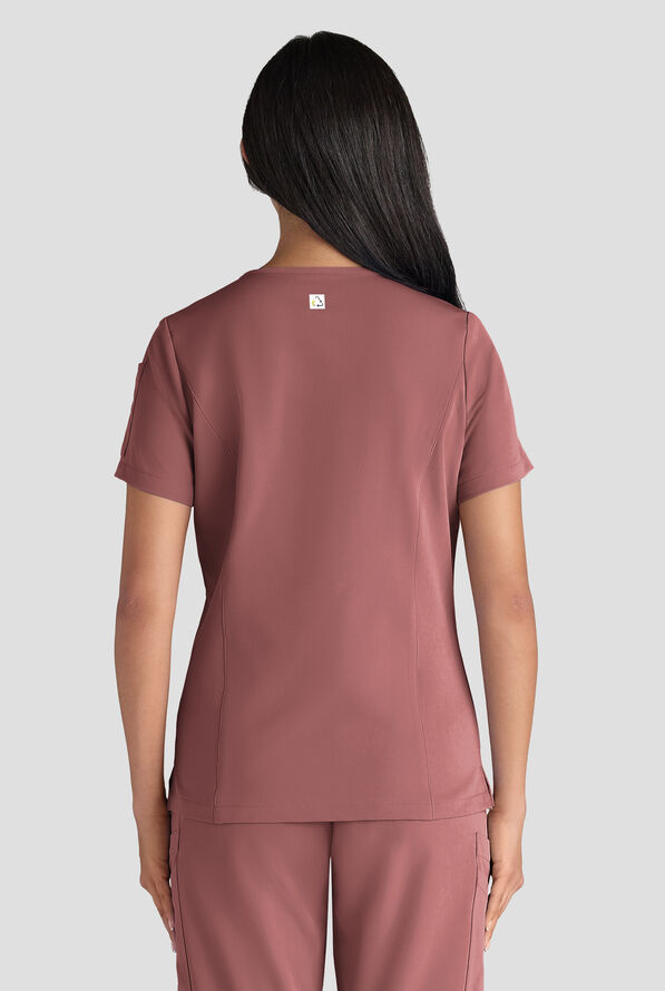ReSurge Diamond Women's 3-Pocket V-Neck Tuck In / Wear Out Scrub Top - Soft Chestnut - 2