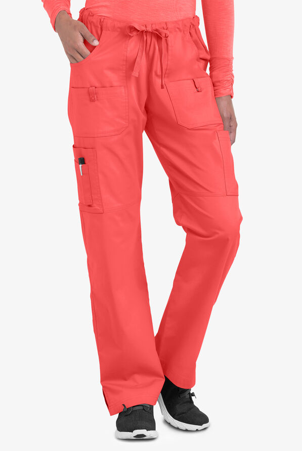 Butter-Soft STRETCH Women's 10-Pocket Drawstring Scrub Pants - Tall - Radiant Red - 1