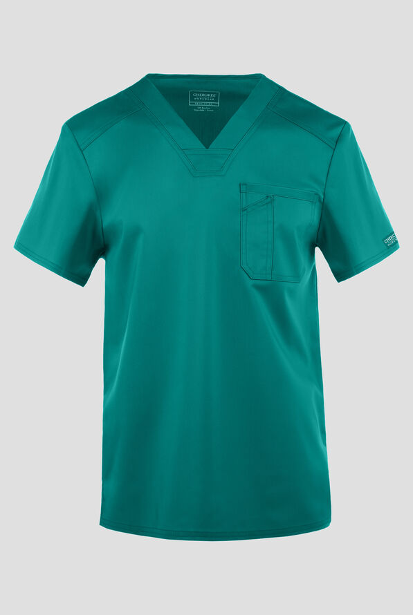 Camisa m&eacute;dica Cherokee Workwear Revolution con cuello en V y 1 bolsillo para hombre - Teal - 1