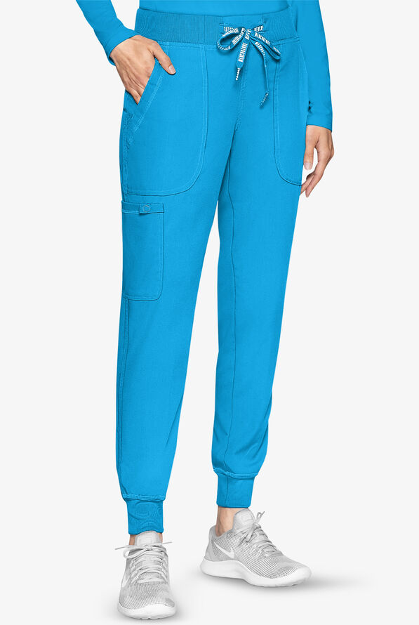 Med Couture Touch Women's 5-Pocket STRETCH Cargo Yoga Jogger Scrub Pants - Mali-Blue Shore - 1