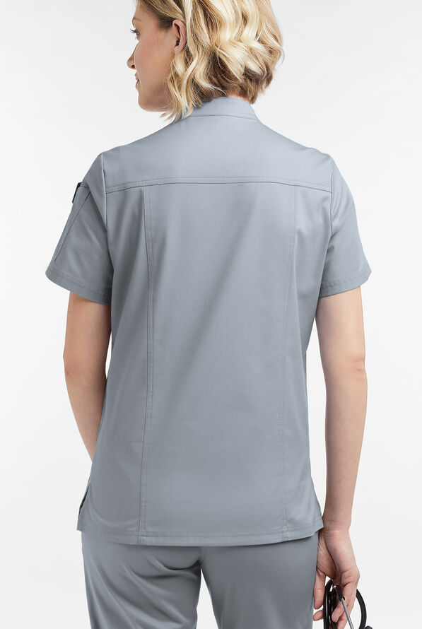 Blusa m&eacute;dica UA Butter-Soft STRETCH con cremallera y 6 bolsillos para mujer - Silver - 4