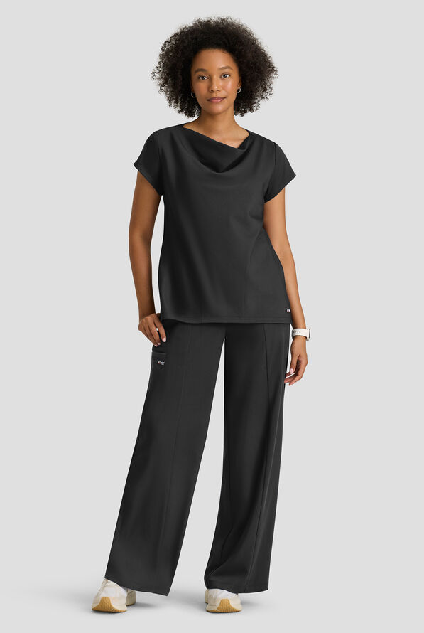 Grey's Anatomy by Barco Spandex STRETCH Emerson Women's 5-Pocket High-Rise Wide Leg Scrub Pants - Black - 3