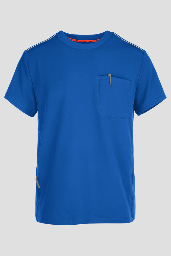 Infinity GNR8 Men's 3-Pocket STRETCH Rib-Knit Crew Neck Scrub Top - Royal - 1