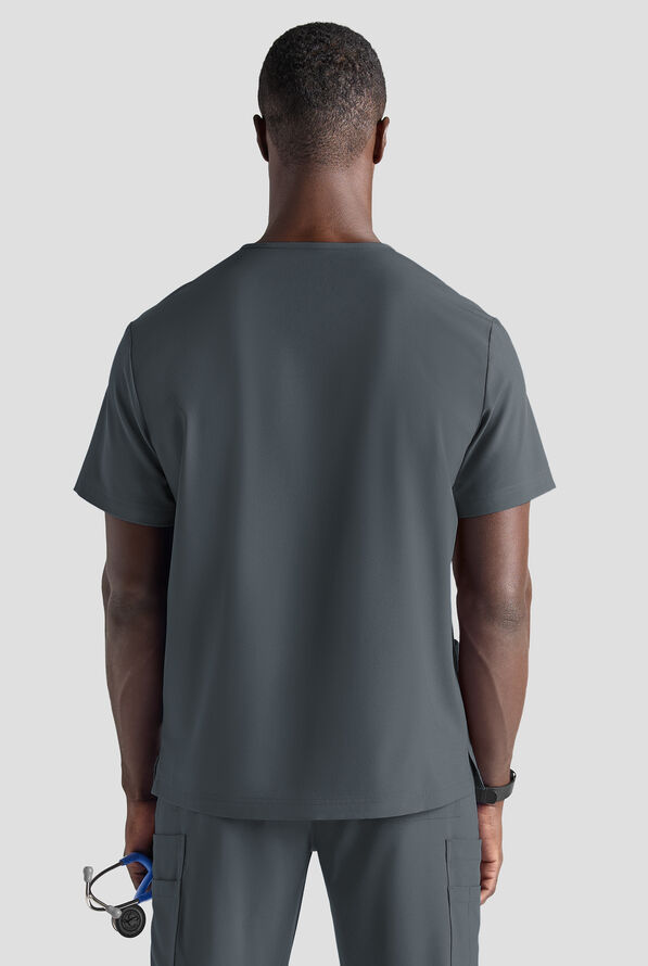Easy STRETCH Men's 5-Pocket V-Neck Scrub Top - Pewter - 2