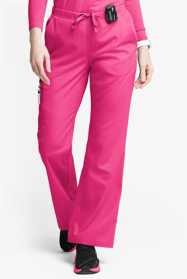Butter-Soft Originals Women's 6-Pocket Mid Rise Flare Leg Scrub Pants - Fuchsia - 1