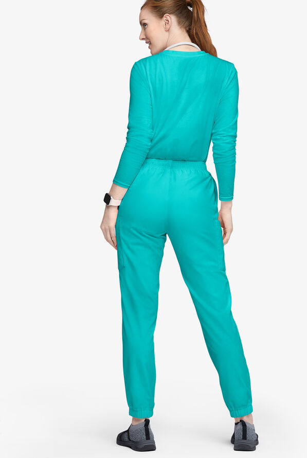 Butter-Soft Originals Women's 7-Pocket Tapered Jogger Cargo Scrub Pants - Petite - Bright Teal - 3