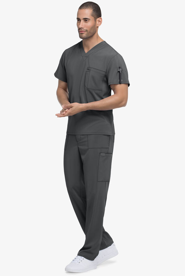 Dickies EDS Essentials Men's 1-Pocket STRETCH V-Neck Scrub Top - Pewter - 2