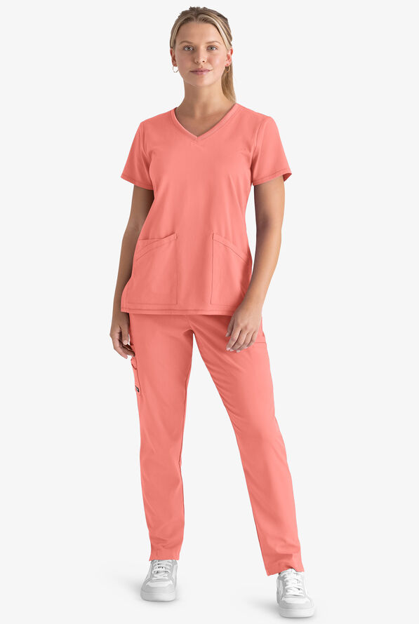 Grey's Anatomy by Barco Spandex STRETCH Serena Women's 7-Pocket Cargo Scrub Pants - Bright Papaya - 4