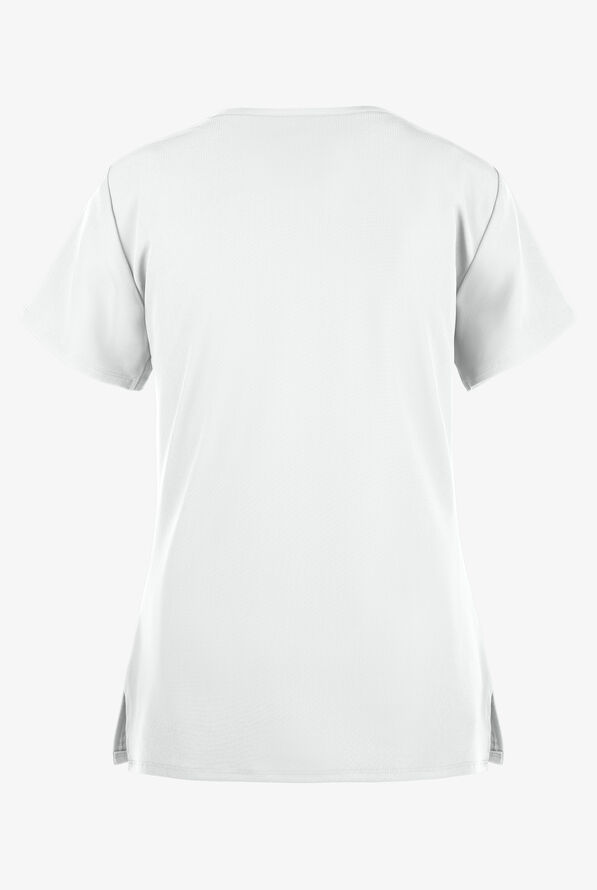 Skechers by Barco Reliance Women's 3-Pocket STRETCH Mock Wrap Scrub Top - White - 3