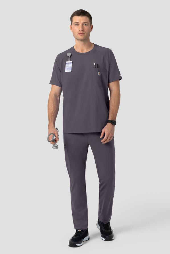 Camisa m&eacute;dica Carhartt Force&reg; Cross-Flex Knits STRETCH con cuello redondo y 5 bolsillos para hombre - Pewter - 3