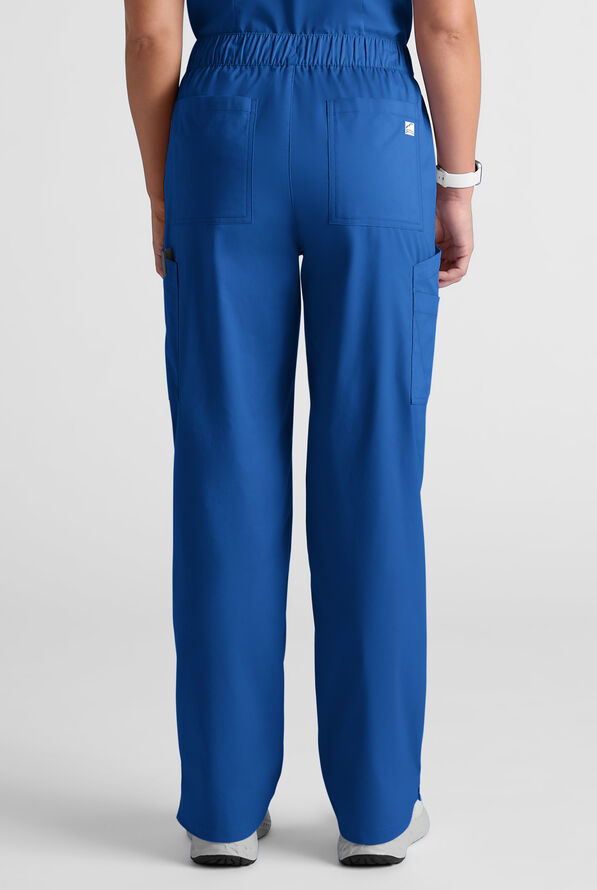 Butter-Soft STRETCH Women's 8-Pocket Cargo Button Front Pant With Fly Scrub Pants - Royal - 4