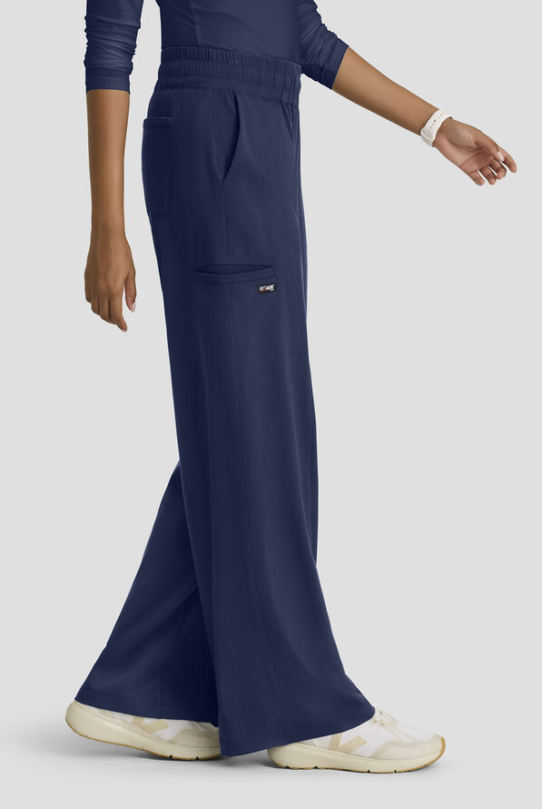 Pantal&oacute;n m&eacute;dico Grey's Anatomy&trade; by Barco Spandex Emerson STRETCH de tiro alto con piernas anchas y 5 bolsillos para mujer - Indigo - 3