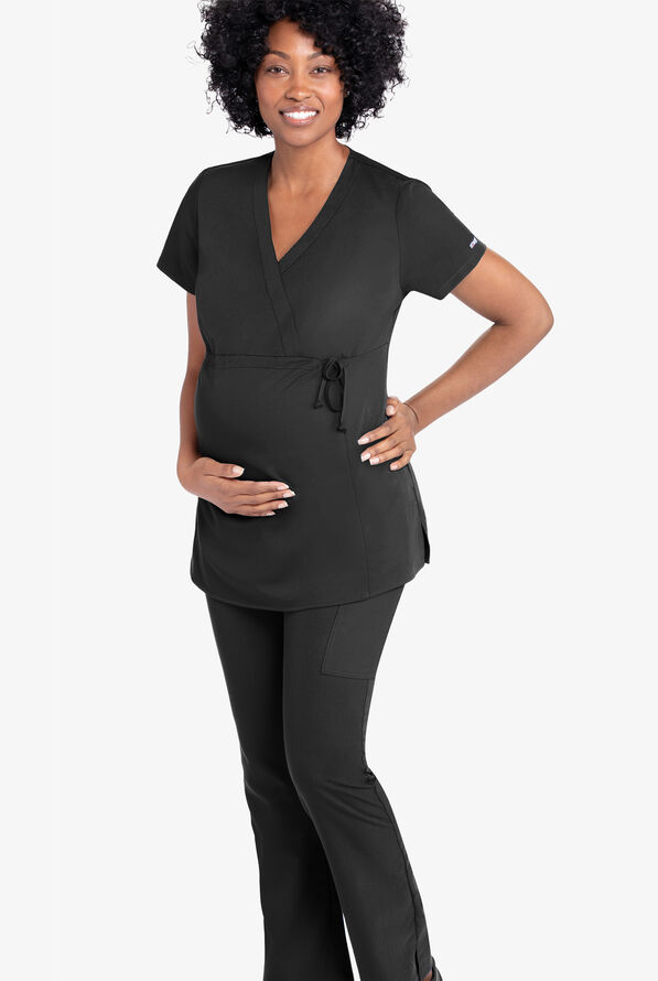 Blusa médica de maternidad Grey's Anatomy estilo cruzado con 2 bolsillos para mujer - Black - 2
