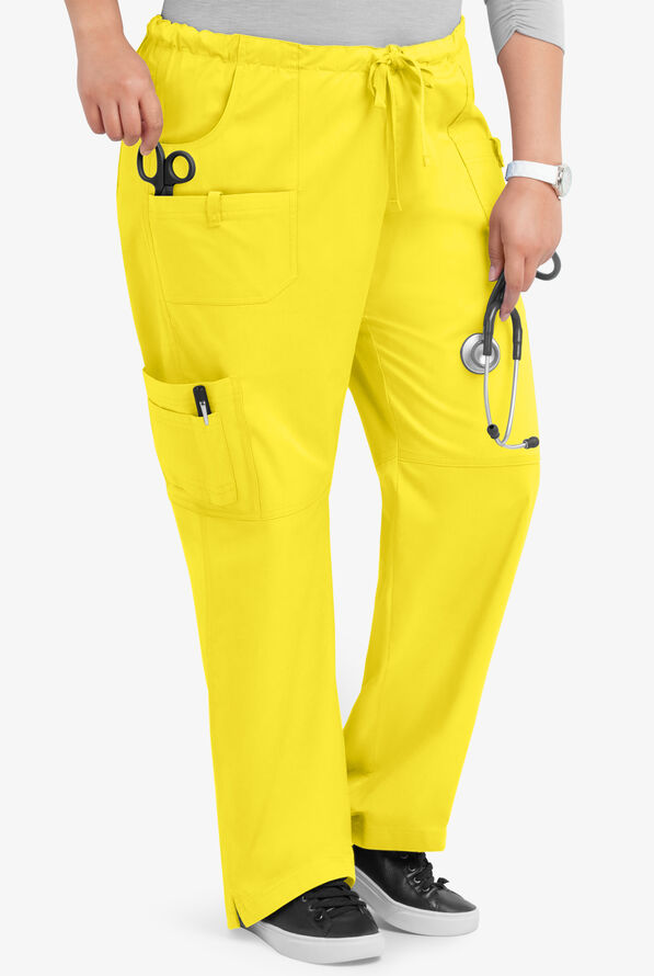 Pantal&oacute;n m&eacute;dico Butter-Soft STRETCH con cord&oacute;n y 10 bolsillos para mujer - Bright Daffodil - 4