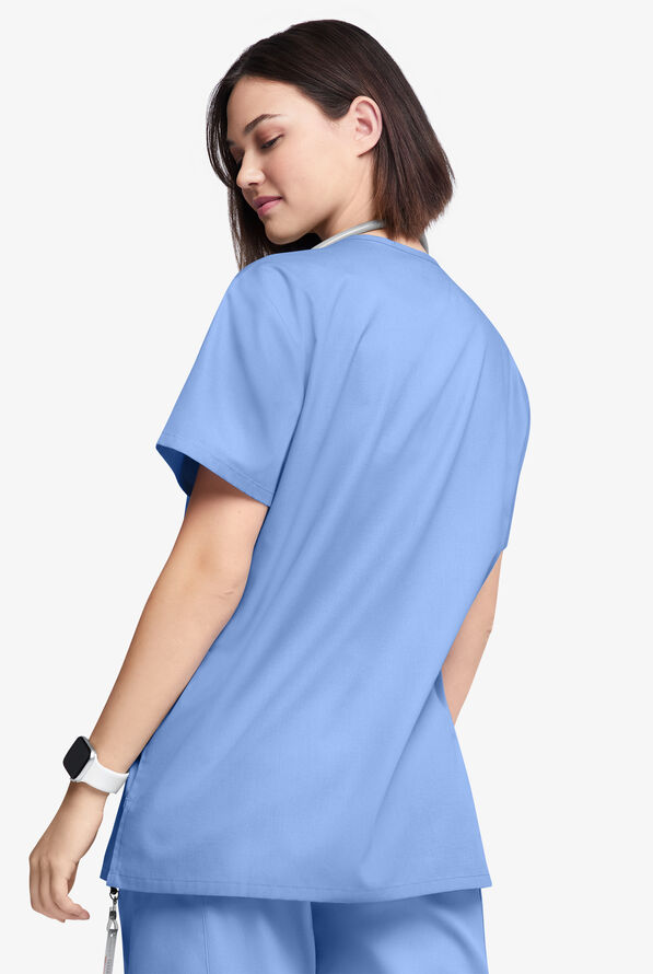 Blusa m&eacute;dica unisx Butter-Soft Originals con cuello en V y 2 bolsillos - Ceil Blue - 3