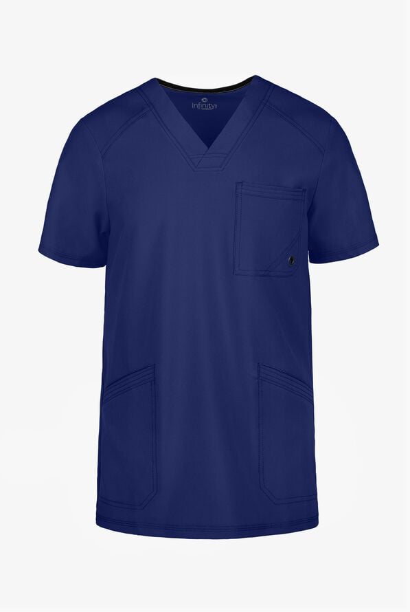 Infinity Men's 3-Pocket STRETCH Rib-Knit Side Panel Scrub Top - Galaxy - 1