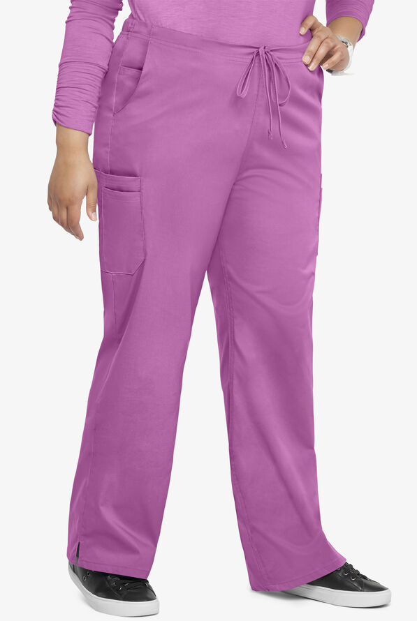 Butter-Soft STRETCH Women's 9-Pocket Drawstring with Back Elastic Scrub Pants - Tall - Orchid - 3