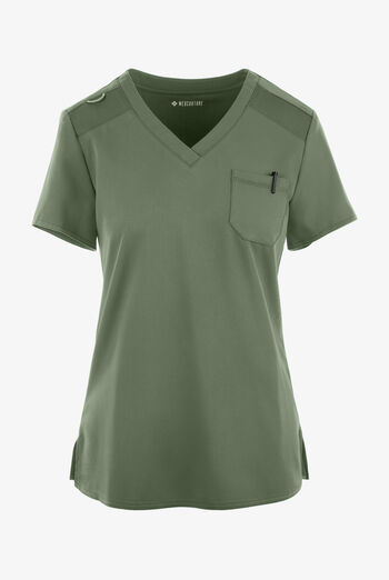 Med Couture Touch Women's 1-Pocket STRETCH Tuck In V-Neck Scrub Top