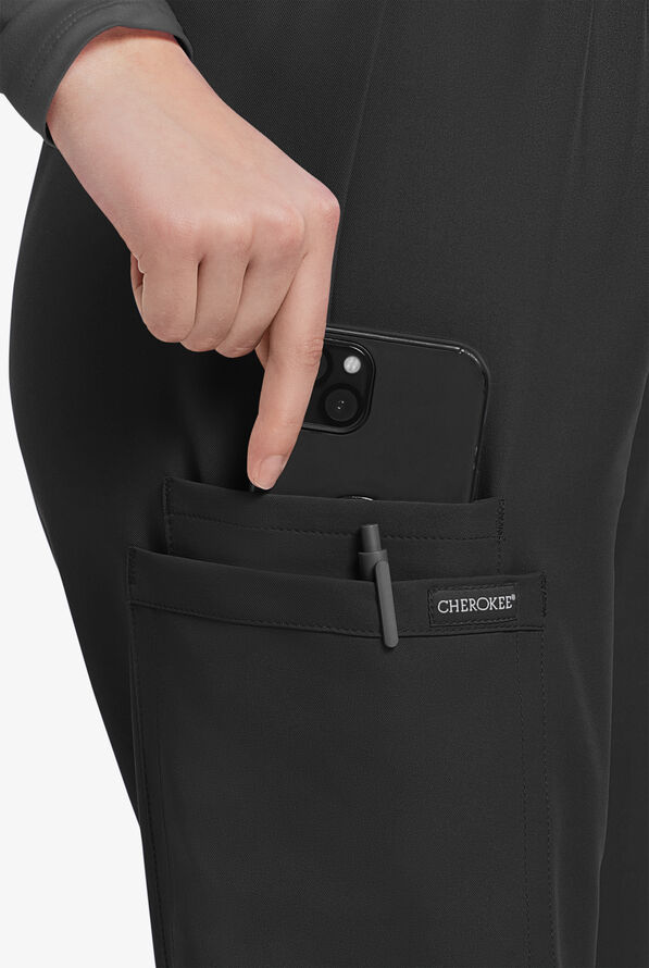 Cherokee Workwear Originals Ultra Women's 3-Pocket Pull-on Slim Leg Scrub Pants - Black - 2