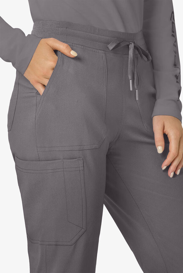 Carhartt Cross-Flex Force Women's 8-Pocket STRETCH Knit Cuff Cargo Jogger Scrub Pants - Petite - Pewter - 3