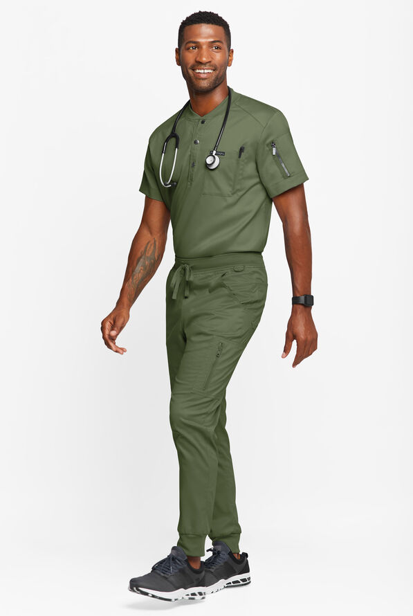 Camisa m&eacute;dica UA Advantage STRETCH Henley con 2 bolsillos para hombre - Light Olive - 4