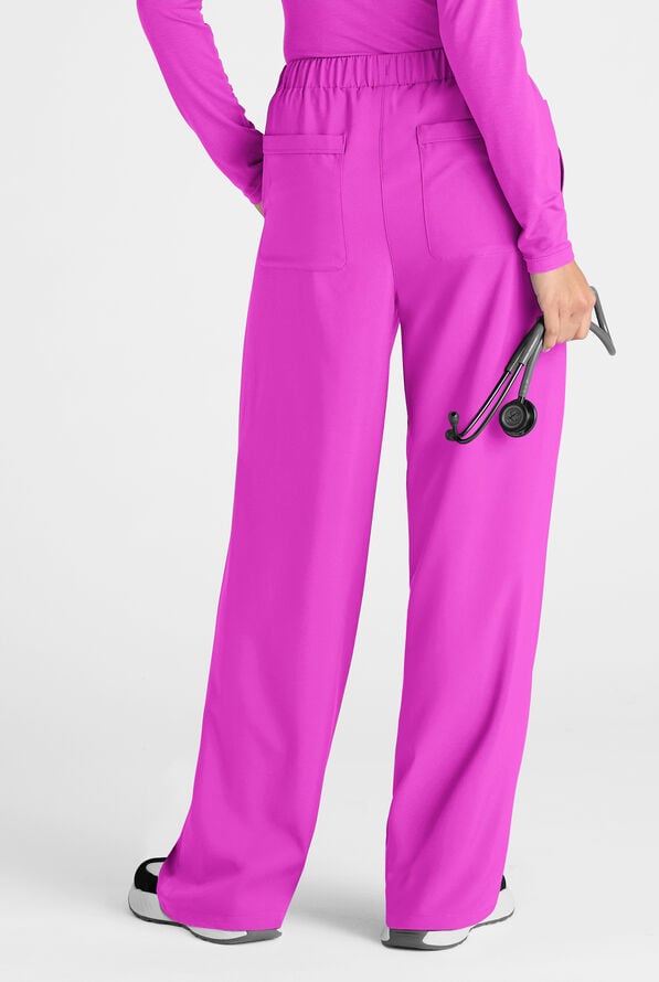 Easy STRETCH Hunter Women's 6-Pocket Relaxed Fit Wide Leg Scrub Pant - Electric Fuchsia - 4
