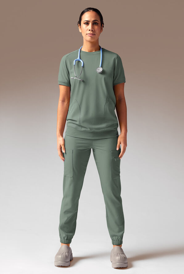 Blusa médica Hypothesis Kentica con cuello redondo y 4 bolsillos para mujer - Mineral - 2