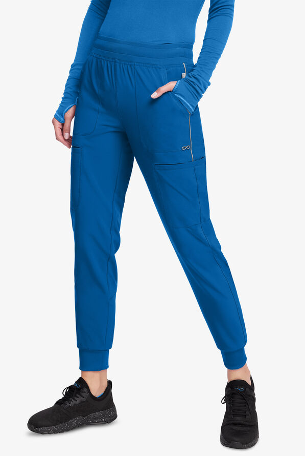 Pantalón médico Cherokee Infinity STRETCH estilo cargo jogger con 6 bolsillos para mujer - Royal - 1