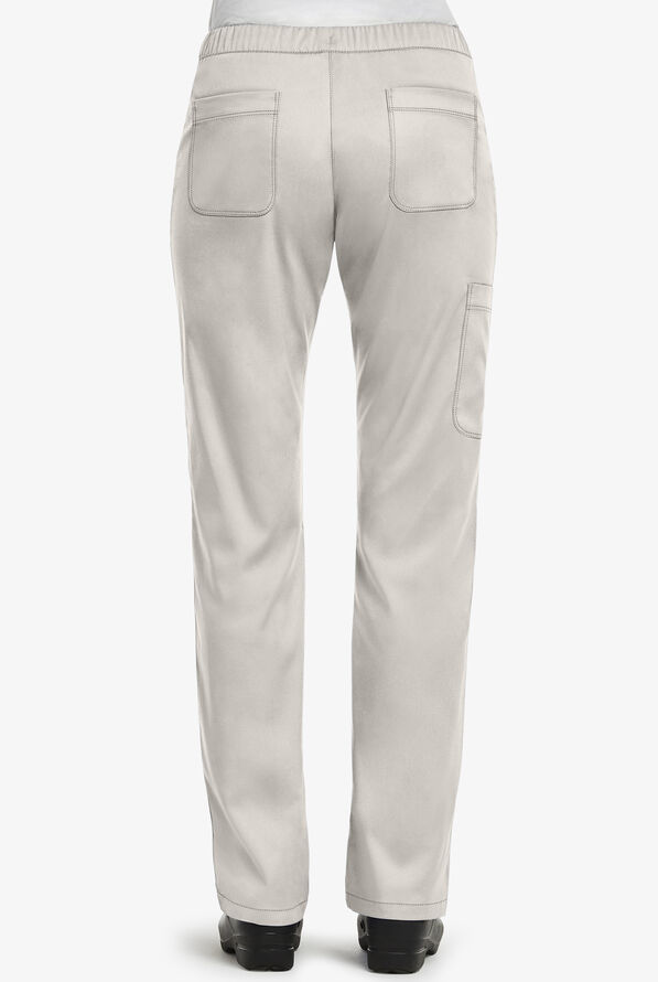 Maevn Matrix Women's 5-Pocket STRETCH Elastic Waist Drawstring Cargo Scrub Pants - Petite - Quiet Grey - 2