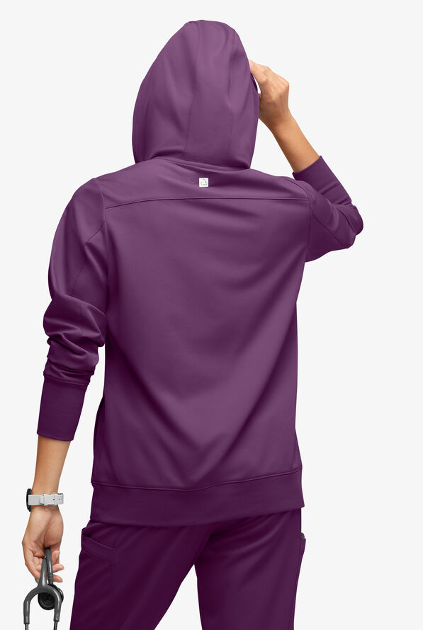 Sudadera médica con capucha ReSurge Jasper con mangas largas y 4 bolsillos para mujer - Eggplant - 4