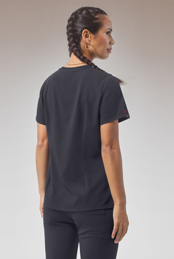 Hypothesis (RED) Base Women's 1-Pocket STRETCH Crew Neck Tuck-In Scrub Top - Pewter - 4