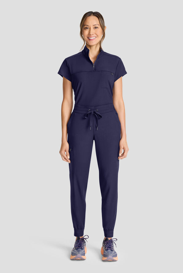 Healing Hands Quest Women's 5-Pocket STRETCH Drawstring Jogger Scrub Pant - Navy - 5