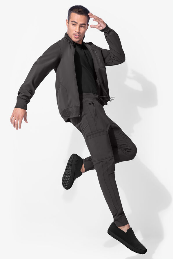 Infinity Men's 5-Pocket STRETCH Cargo Jogger Scrub Pants - Short - Pewter - 4