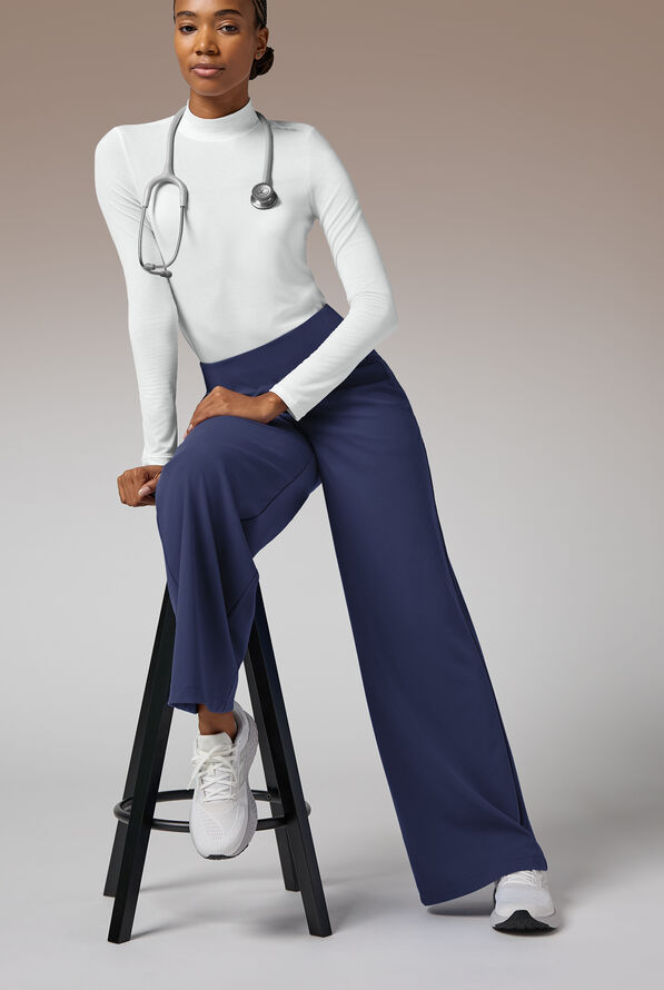 Pantal&oacute;n m&eacute;dico Hypothesis Y-Band estilo yoga con piernas anchas y 6 bolsillos para mujer - Navy - 5