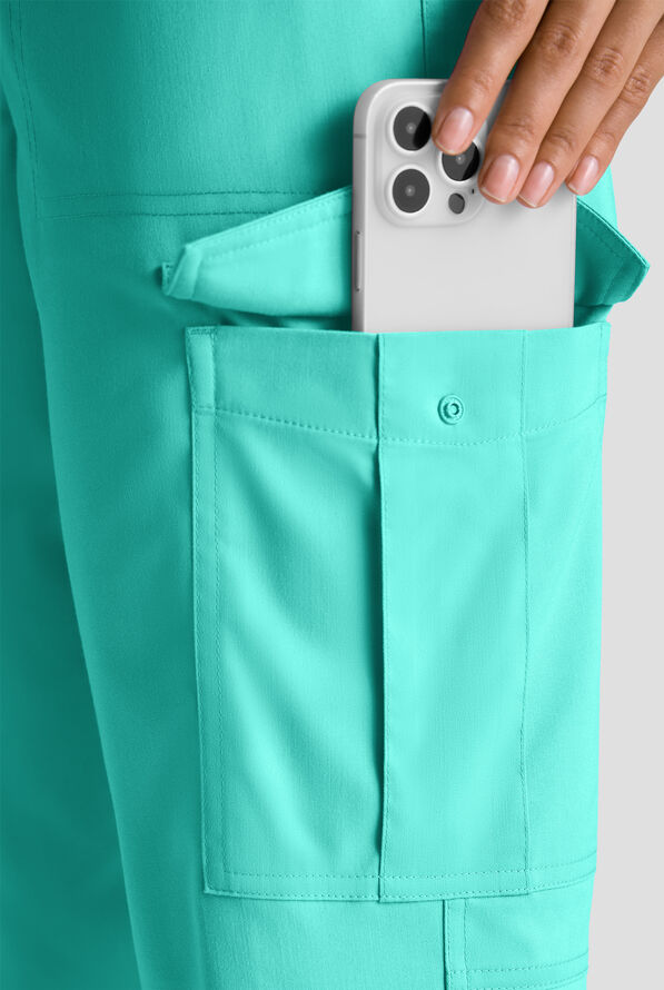 Pantal&oacute;n m&eacute;dico Butter-Soft STRETCH FLXTEK+ estilo cargo jogger con 8 bolsillos para mujer - Aqua Dust - 3