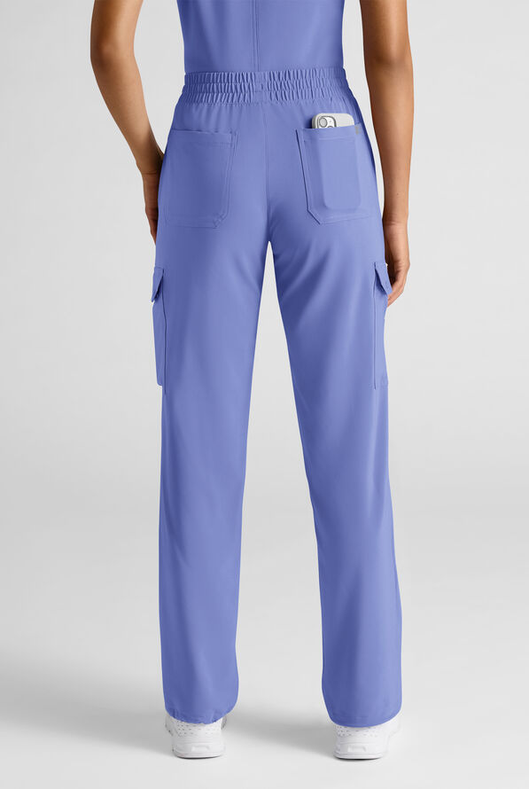 Easy STRETCH Ayo Women's 10-Pocket Cargo Scrub Pants - Petite - Ceil Blue - 2