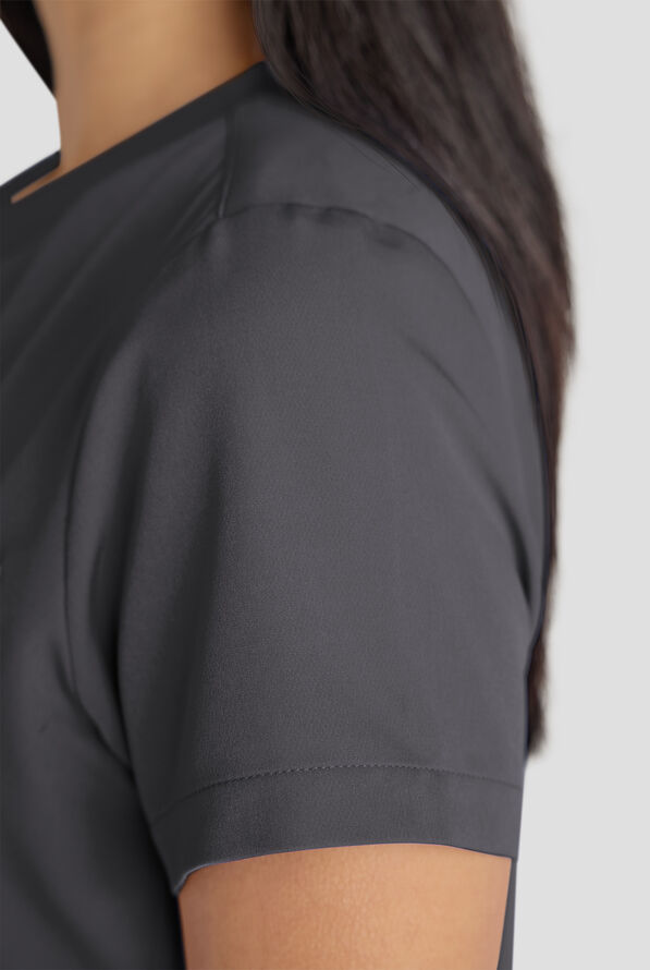 ReSurge Citrine Women's 1-Pocket Crew Neck Tuck In / Wear Out Scrub Top - Pewter - 4
